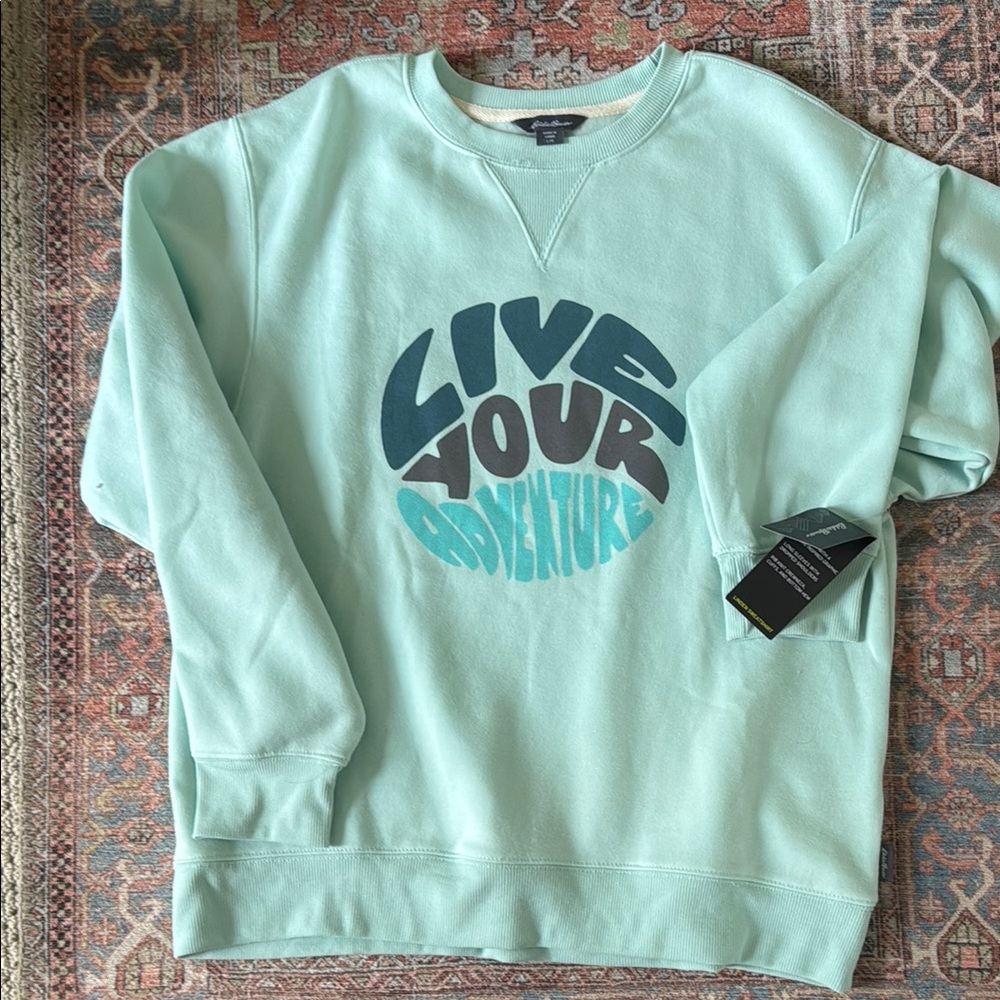 NWT Mint Green Adventure Sweatshirt, size Large NWT
